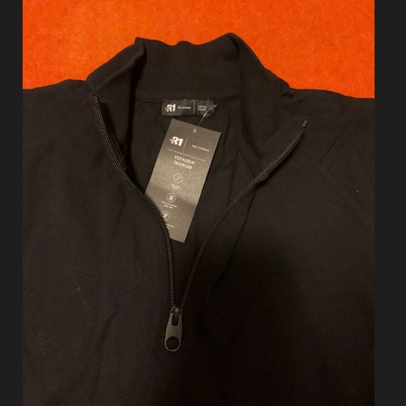 Black and gray half zip organic cotton long sleeve shirt NWT - Picture 8 of 10